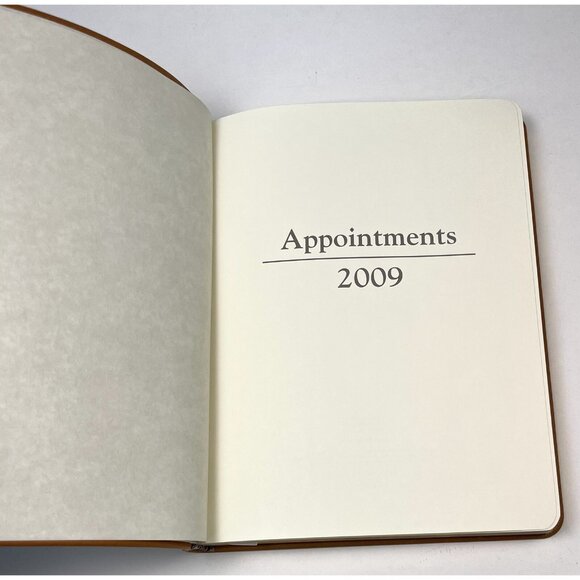 VTG Unused 2009 The Vertical DESK DIARY Camel Leather Gilded Personalized FMO - Picture 2 of 7